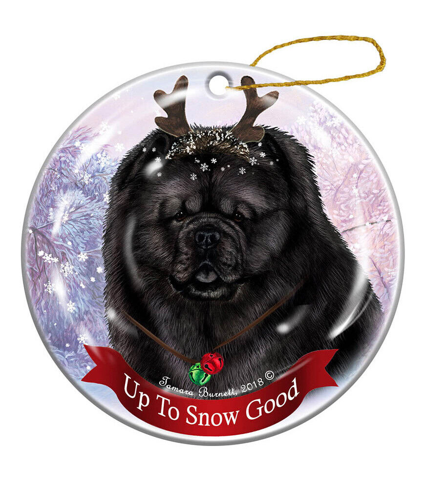 Holiday Pet Gifts Black Chow Dog Porcelain Christmas Ornament