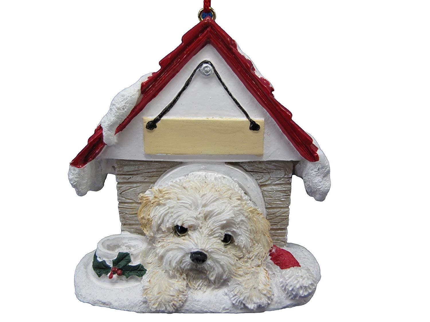Shihpoo Doghouse Ornament Hand Painted by E&S Pets