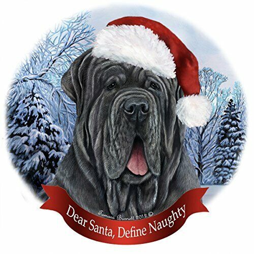 Holiday Pet Gift Neapolitan Blue Mastiff Uncropped Silver Dog Porcelain Ornament
