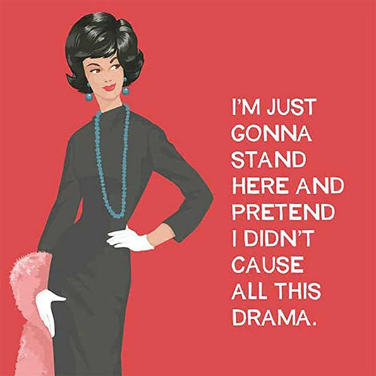 Paperproducts Design Cause All This Drama Beverage Napkin, 5" x 5", Multicolor