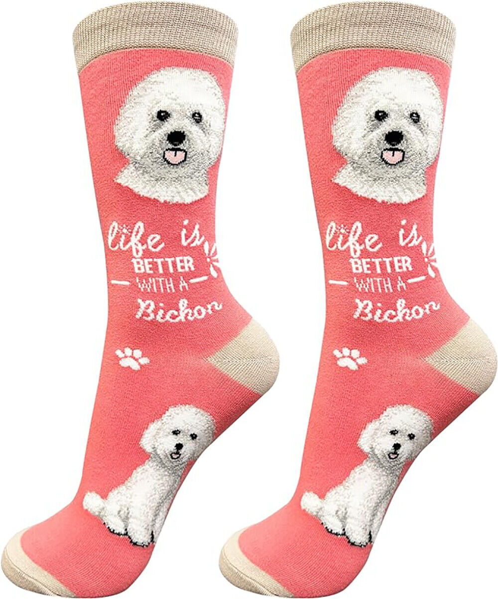 E&S Pets Pet Lover Socks, Life is Better with a Bichon Frise