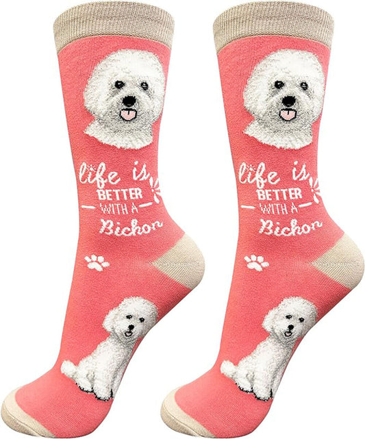 E&S Pets Pet Lover Socks, Life is Better with a Bichon Frise