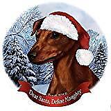Holiday Pet Gifts Min Pin Red Uncropped Dog Santa Hat Porcelain Ornament