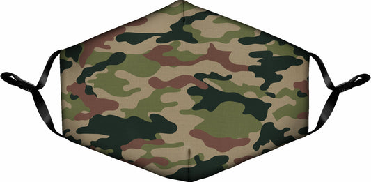 Spoontiques Fun Face Mask, Washable, Adjustable Ear Straps - Camo