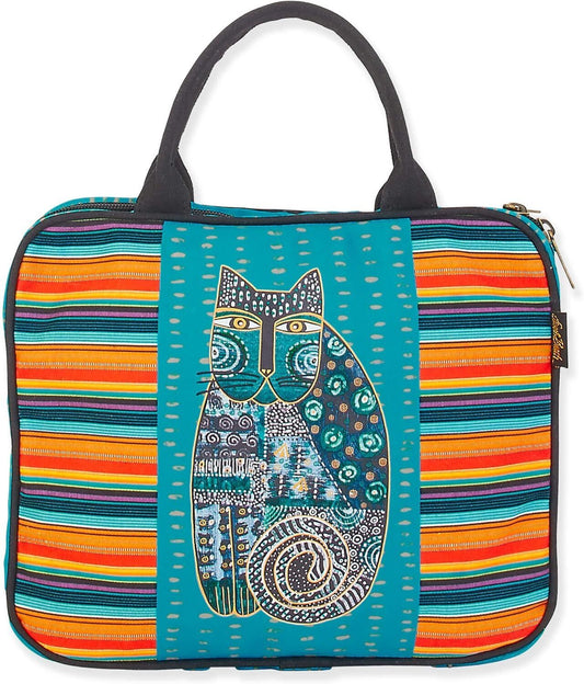 Laurel Burch Zara Black Cat with Stripes Cosmetic Travel Tote