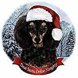 Holiday Pet Gifts Poodle Black and Tan Dog Santa Hat Porcelain Ornament