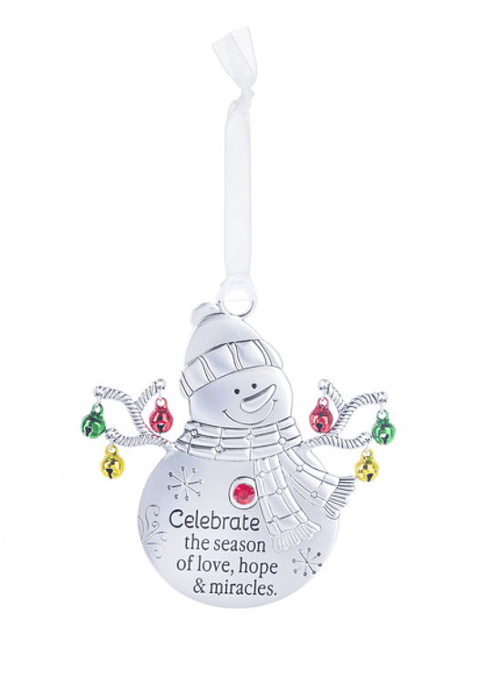 Ganz Snowman with Bells Ornament - Celebrate the season of love, hope & miracles
