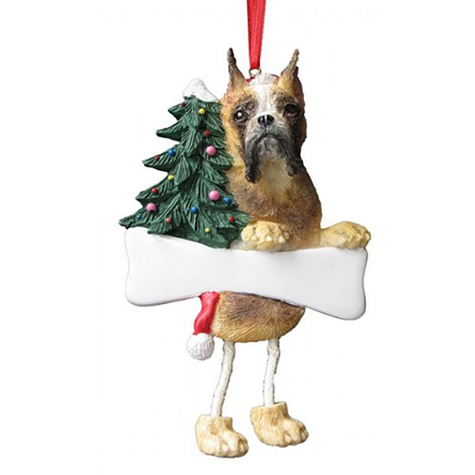 Boxer, Fawn, Cropped Ornament "Dangling Legs" Hand Painted Easily Personalized