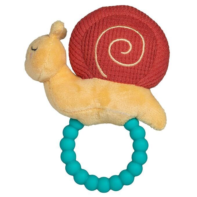 Mary Meyer Sweet Soothie Soft Baby Rattle with Teether Ring, 5", Skippy Snail