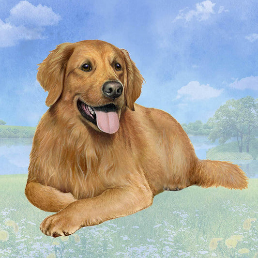 Golden Retriever (Laying) Tabletop Drink Coaster (1)
