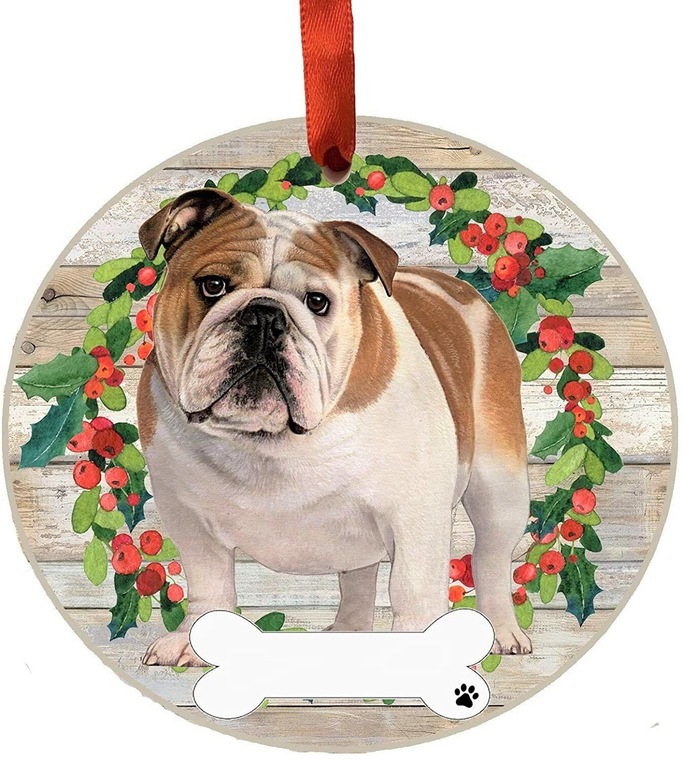 Bulldog Ornament - E&S Pets - DIY Personalizable, Ceramic Round Ornament