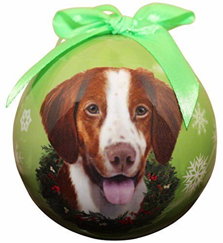 "Brittany Spaniel Christmas Ornament" Shatter Proof Ball Easy To Personalize