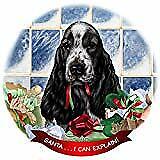 English Cocker Blue Roan Dog Porcelain Ornament Pet Santa I Can Explain!