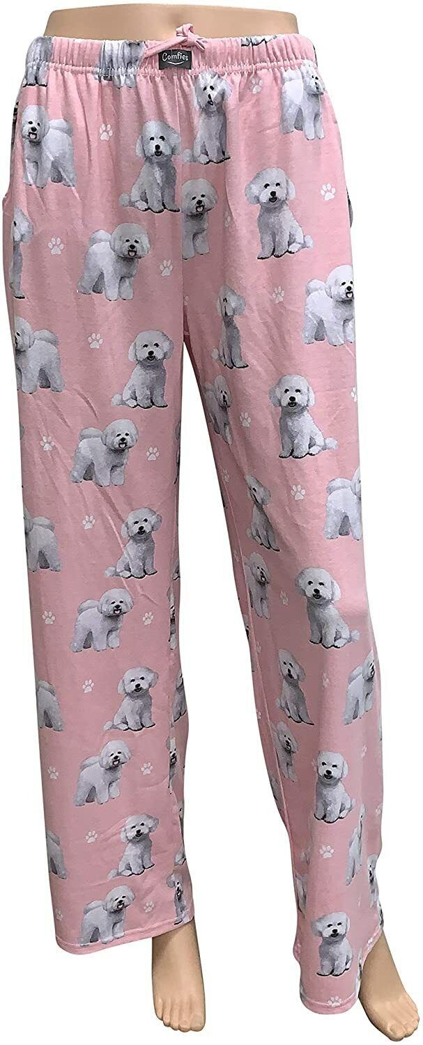 Bichon Frise Unisex Lightweight Cotton Blend Pajama Bottoms- Large