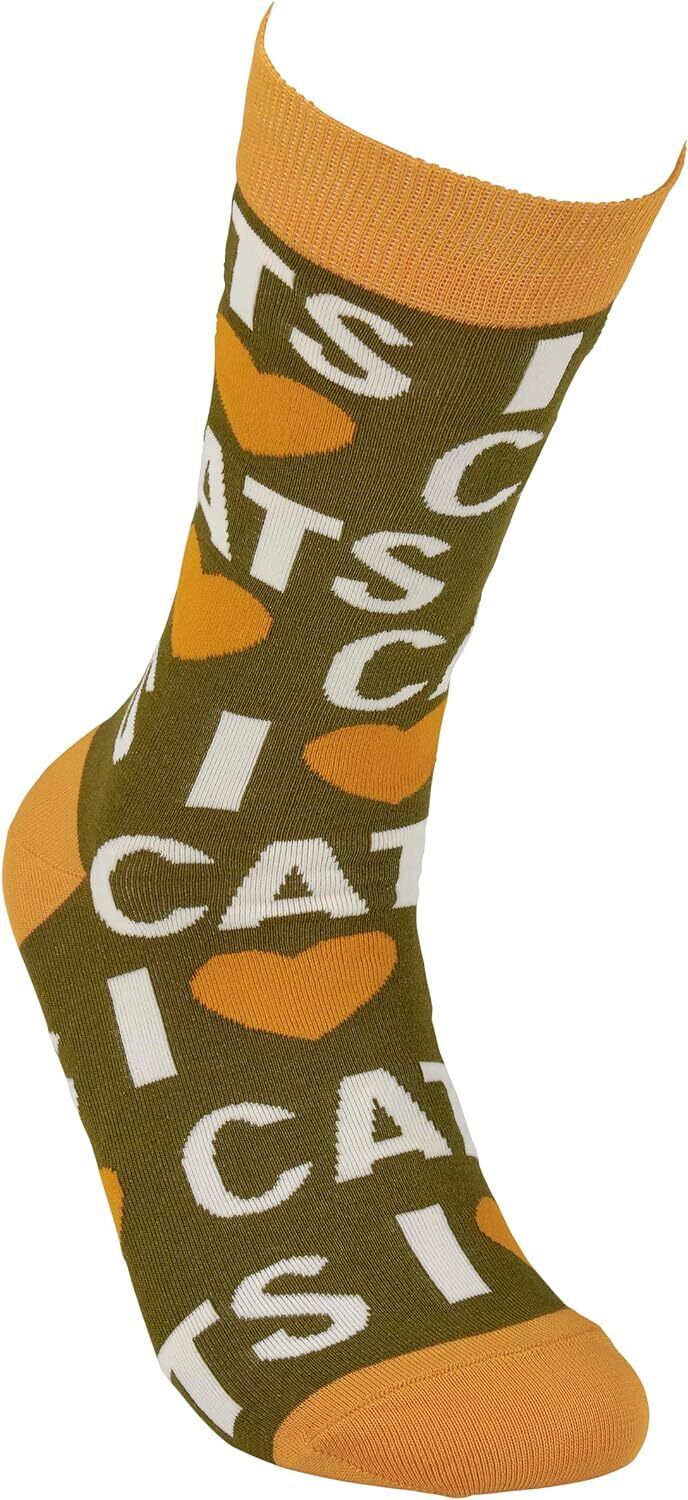 Primitives by Kathy -  I Love Cats Socks, One Size, Unisex