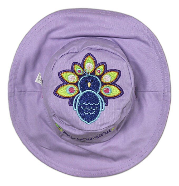 FlapJackKids Baby and Toddler Reversible Sun Hats (6mo-2T, Peacock/Owl)