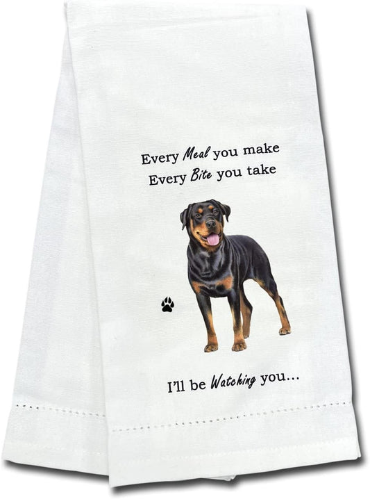 E&S Pets 711-33 Rottweiler Dog Kitchen Towel, Off-white