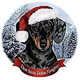 Holiday Pet Gifts SH Dachshund Dark Dapple Dog Santa Hat Porcelain Ornament