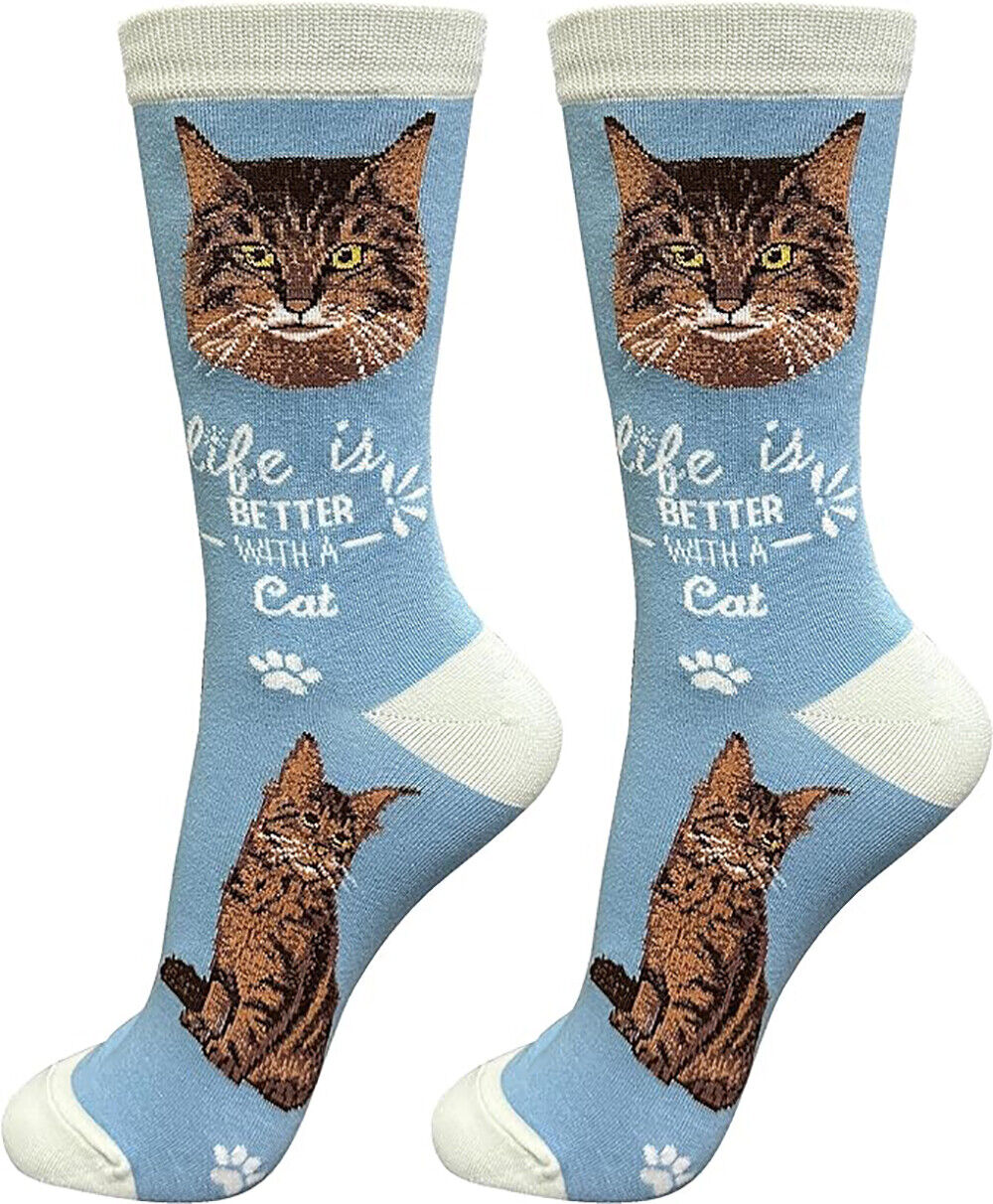 E&S Pets Pet Lover Socks, Life is Better with a Maine Coon Cat