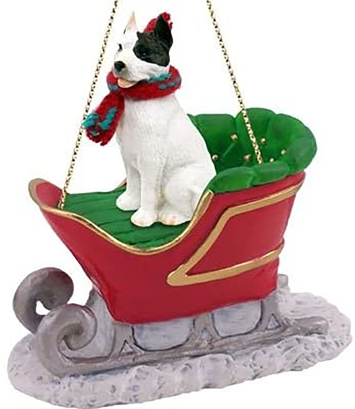 Conversation Concepts Pit Bull Terrier, White Dog Sleigh Dog Holiday Ornament