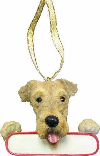 Airedale Terrier Ornament "Santa's Pals" With Personalizable Name Plate