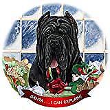 Neapolitan Mastiff Black Cropped Dog Porcelain Ornament 'Santa. I Can Explain!'