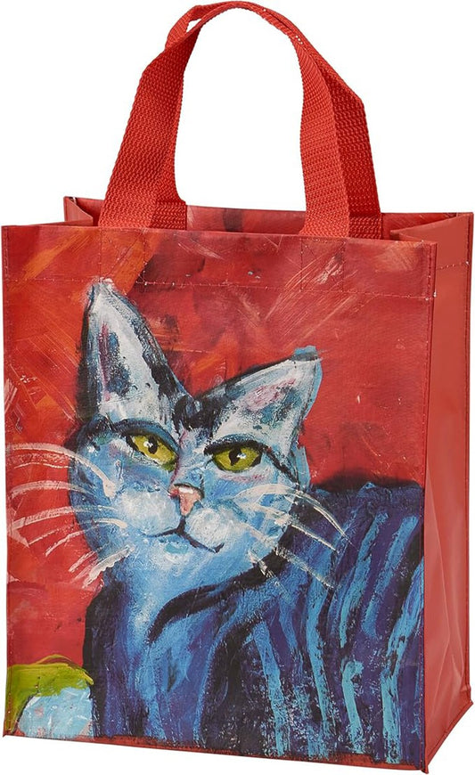 Primitives by Kathy Daily Tote - Colorful Blue Cats, 8.75" x 10.25" x 4.75"