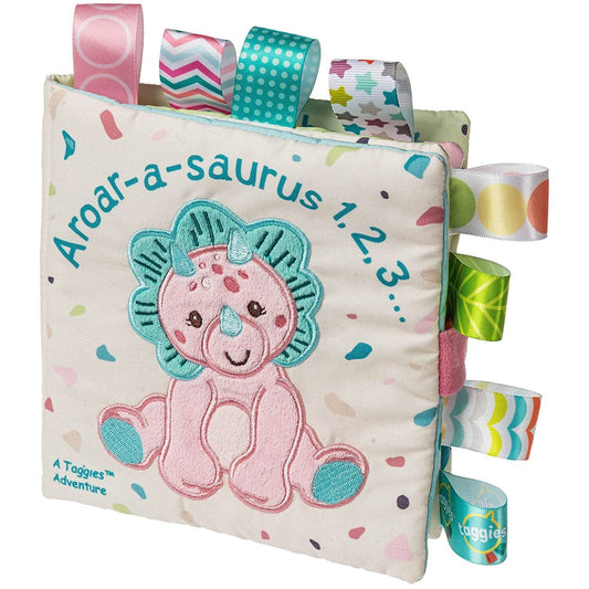 Taggies Soft Cloth Book with Crinkle Paper & Squeaker, 6", Aroar-a-Saurus Dino