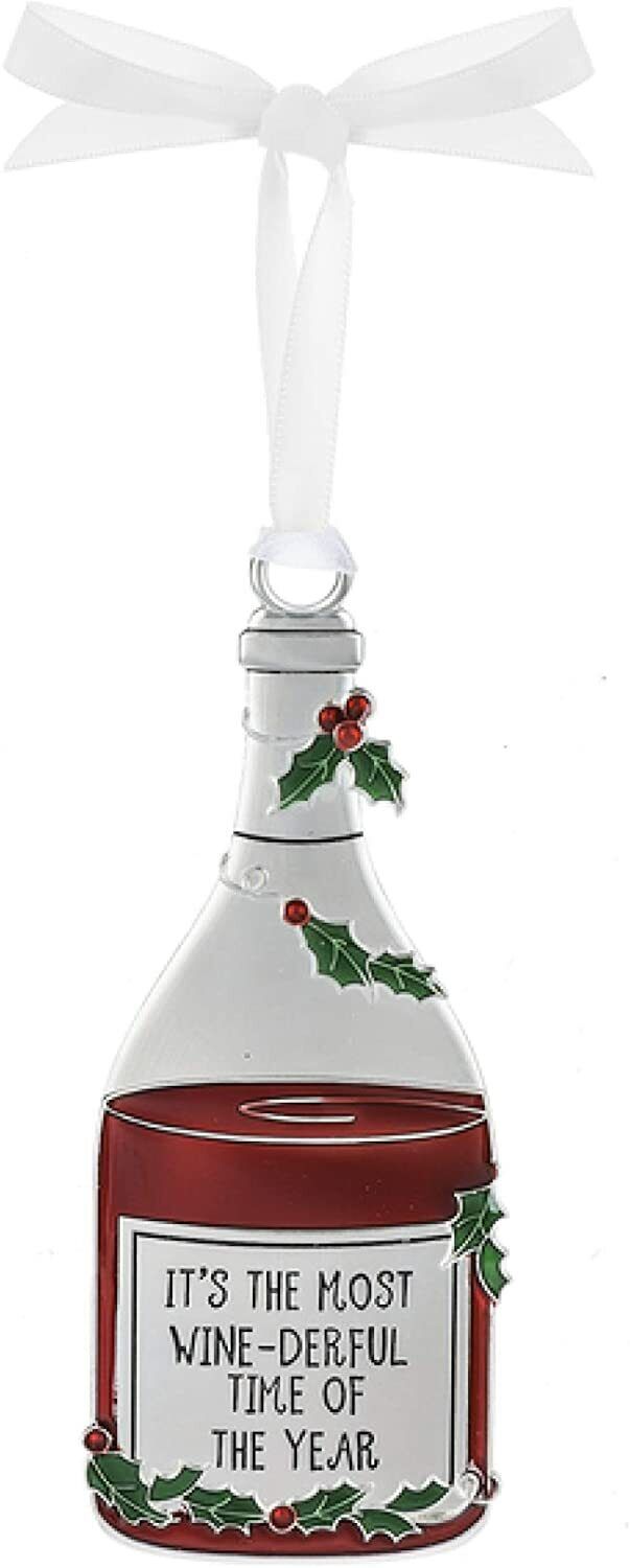 Ganz Merry Merlot Wine Metal Ornament - It's The Most Wine-Derful Time of The