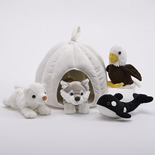 Plush 10-inch Snow House with 4 Stuffed Animals by Unipak