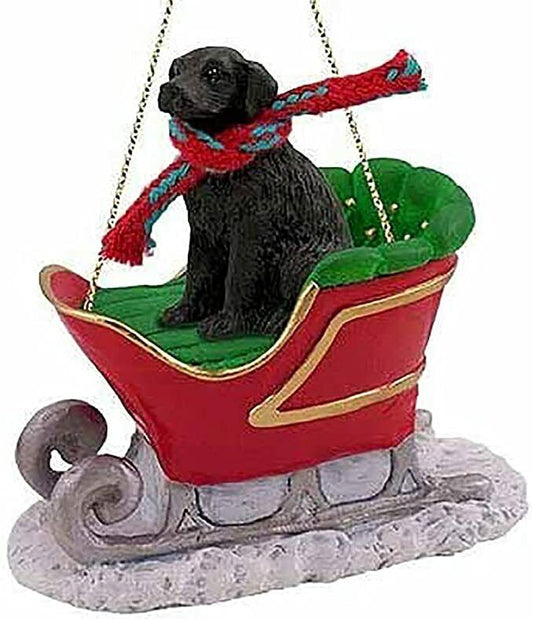 Conversation Concepts Flat Coated Retriever Dog Sleigh Holiday Ornament