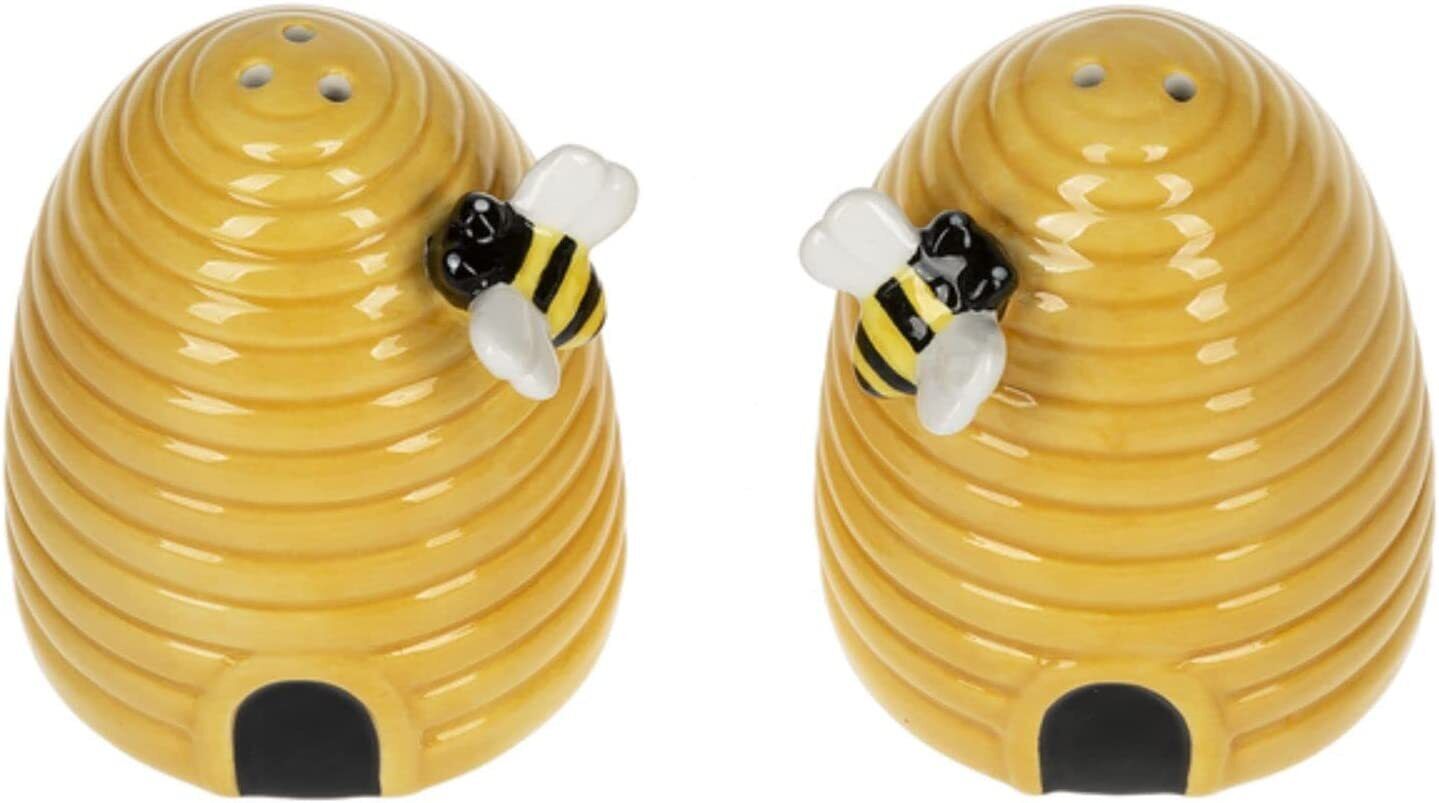 Midwest Gift/Ganz MG178280 Bee Skep Salt and Pepper Shaker Set of 2, Yellow