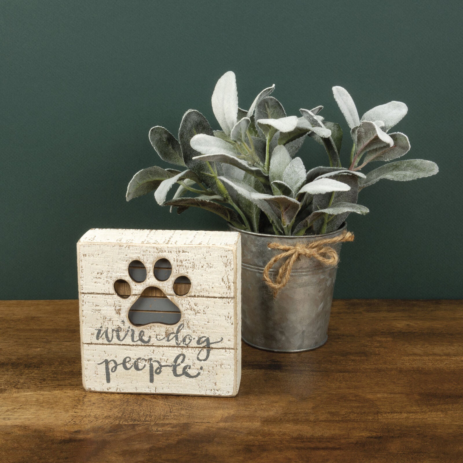 Primitives by Kathy Hand-Lettered Slat Box Sign, We're Dog People, 5 x 5 inches