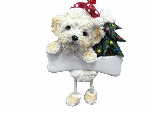 Shihpoo Ornament with "Dangling Legs" Hand Painted and Easily Personalized