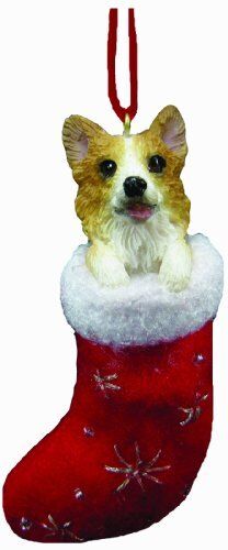 Welsh Corgi Christmas Stocking Ornament with "Santa's Little Pals" Hand Painted