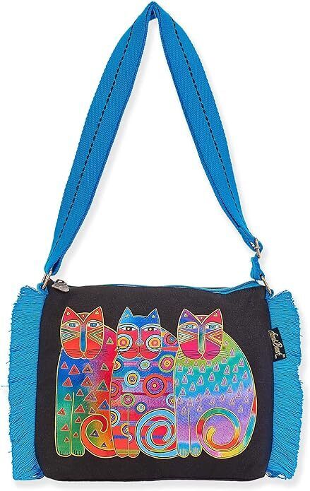 Women's Laurel Burch, Frolicking Felines Cross Body Bag, 12 x 9 x 1.5"