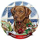 Chesapeake Bay Retriever Red Dog Porcelain Ornament 'Santa. I Can Explain!'