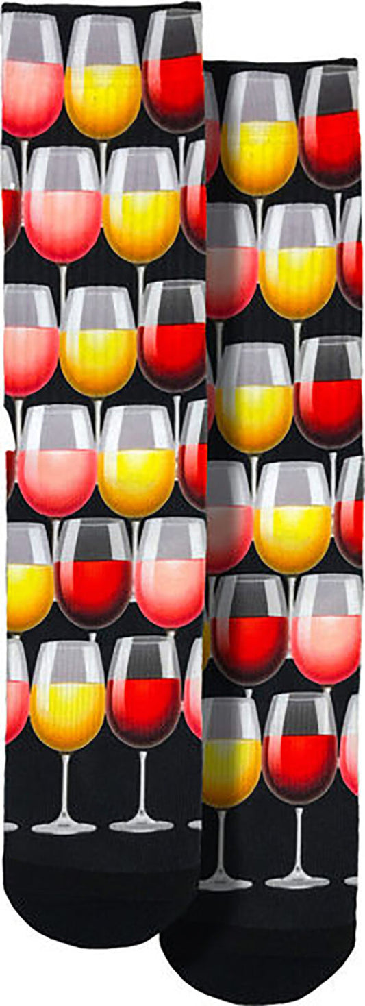 Spoontiques Fun Crew Socks, One Size Fits Most - Wine Glasses