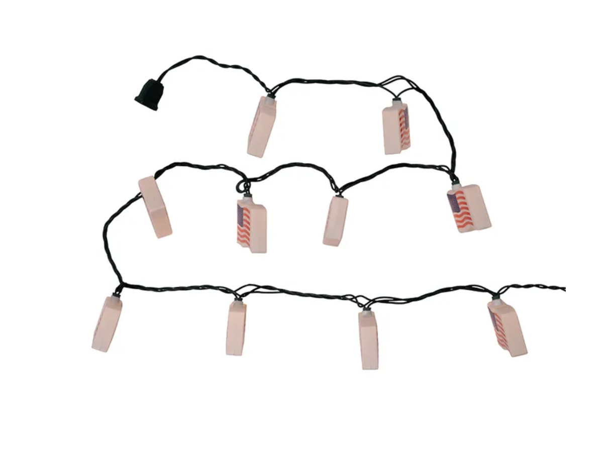 Kurt Adler 10-Light USA United States Flag Light Set