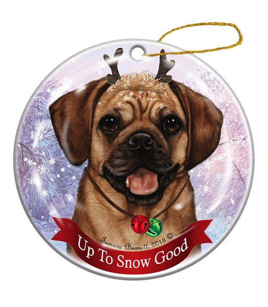 Holiday Pet Gifts Puggle Dog Porcelain Christmas Ornament