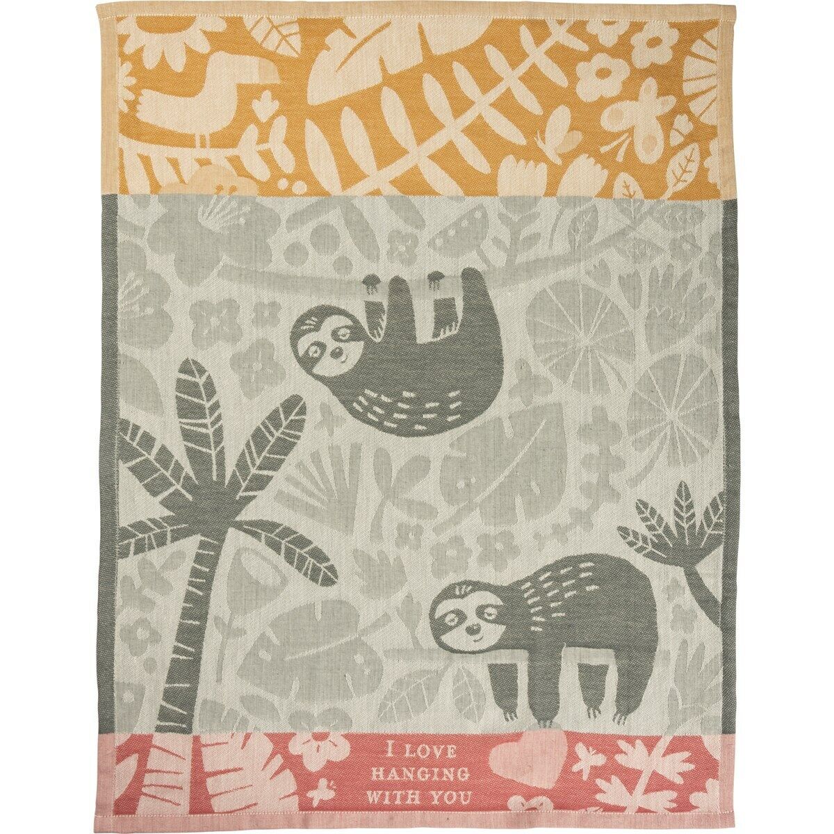 Primitives by Kathy Sloth, I Love Hanging with You Cotton Dish Towel, 26-Inch,