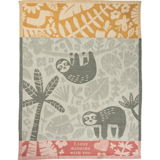 Primitives by Kathy Sloth, I Love Hanging with You Cotton Dish Towel, 26-Inch,