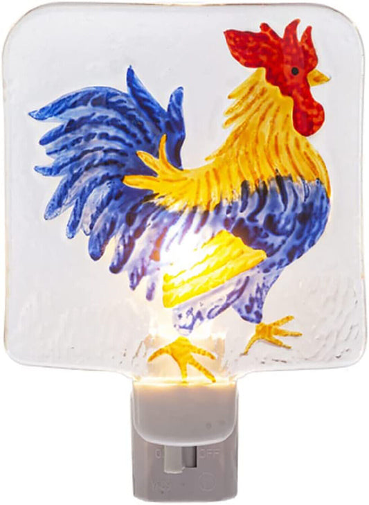 Ganz ME183128 Rooster Night-Light, Glass and Electrical, 4" W