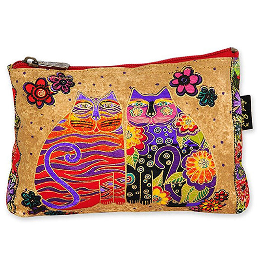 Laurel Burch Feline Cats Minis Cosmetic Bag (Tan/Red B)