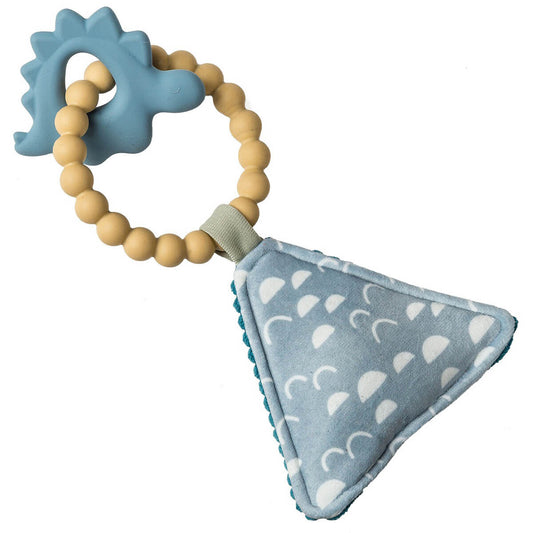 Mary Meyer Simply Silicone Teether with Soft Squeaker Toy, 9-Inches, Dino