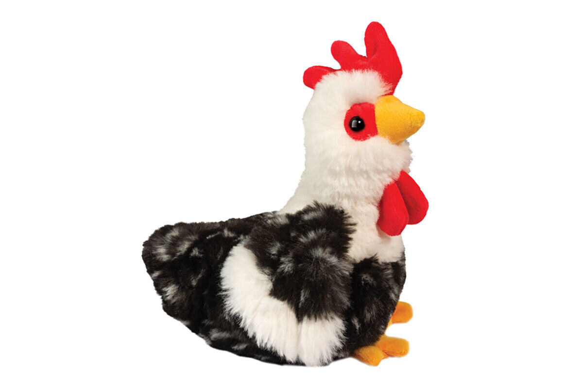Douglas Roamie Mini Soft Black & White Rooster Plush Stuffed Animal, 7" tall