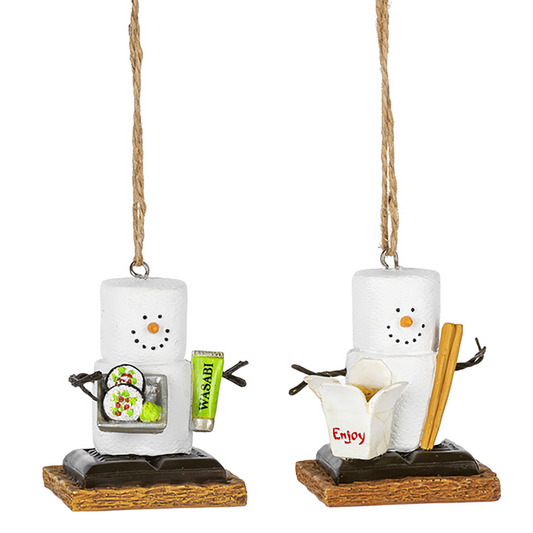 Ganz MX179695 S'Mores Sushi & Chinese Takeout Food Box Set of 2 Ornaments, 2.6"