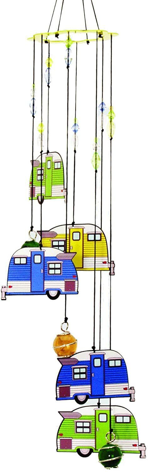 Spoontiques Lakeside Collection Happy Campers Garden Trailer Metal Wind Chime