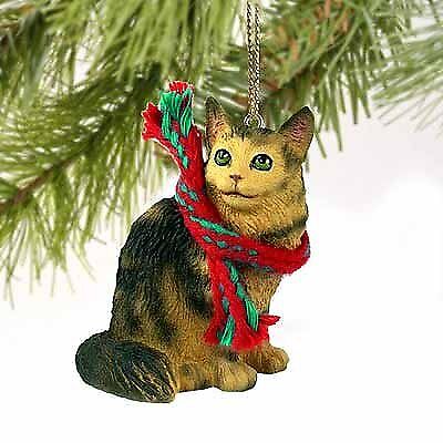 Maine Coon Cat Tiny Miniature One Christmas Ornament Brown - DELIGHTFUL!