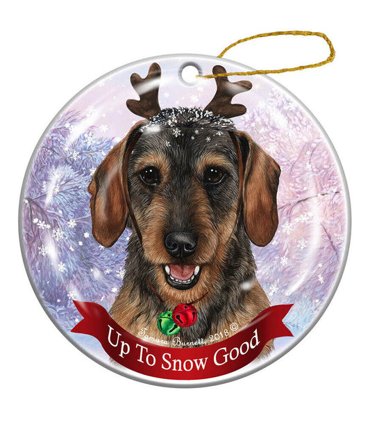 Holiday Pet Gifts Dachshund Wirehair Wild Boar Dog Porcelain Christmas Ornament